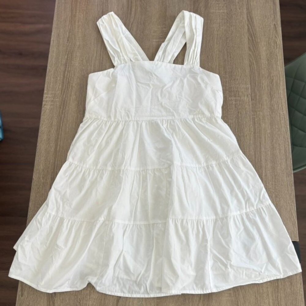 Banana Republic White Tiered Mini Dress Size M Cotton Summer Dress